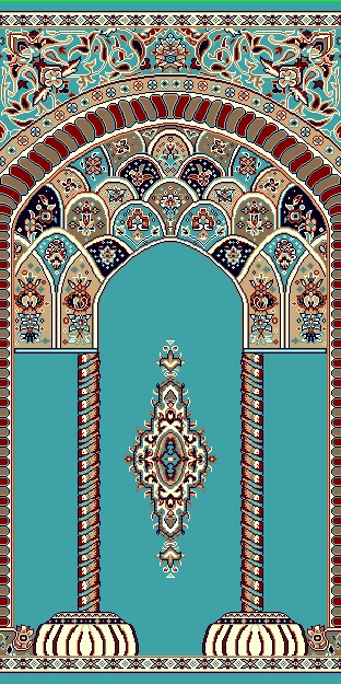 تصویر فرش سجاده طرح مصباح رنگ آبی