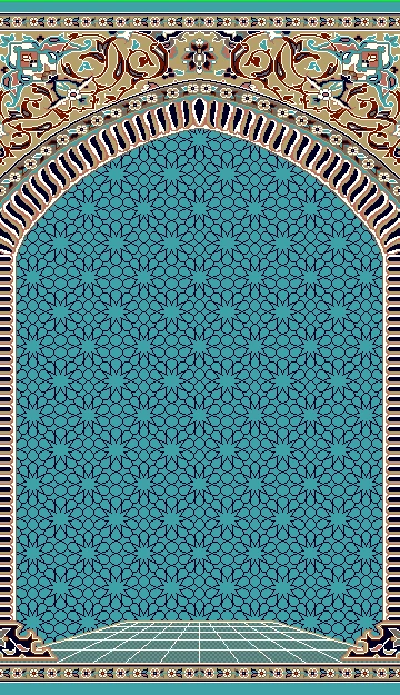 تصویر فرش سجاده طرح منیر رنگ آبی
